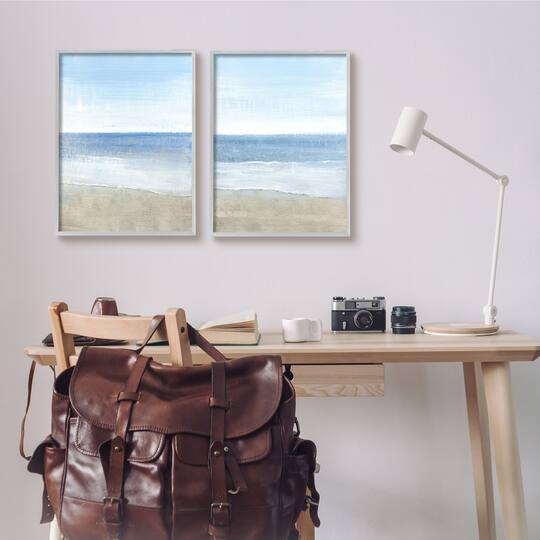 Stupell Industries Coastal Seafoam Beach Waves Soft Tide Landscape Framed Wall Art